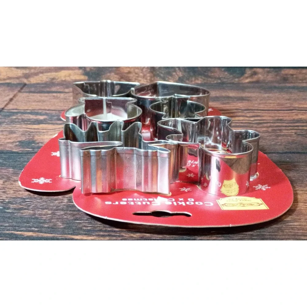 Kuki-fun Christmas Cookie Cutters Set of 6 Stainless Steel Holiday Shapes New
